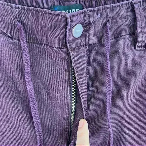 PAIGE Christy Pant Off Duty High Rise Pant Grosgrain Side Size 27 Deep Berry - Picture 10 of 14